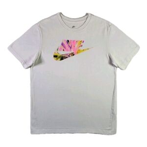 Nike Colorful Psychedelic Swoosh Shirt Medium White Retro Cotton Unisex Crew Tee